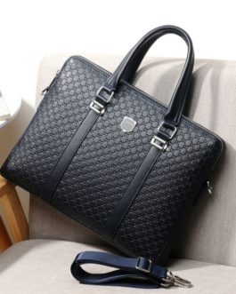 New Double Layers Men’s Leather Business Briefcase